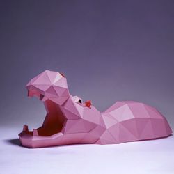 Hippo Paper Craft, Digital Template, Origami, PDF Download DIY, Low Poly, Trophy, Sculpture, 3D Model