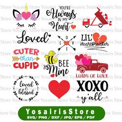 valentine's bundle svg, valentines day svg, valentines svg, truck svg, heart svg, be mine svg, silhouette, clipart