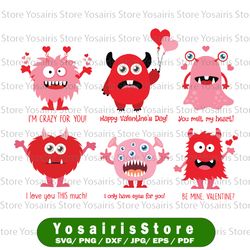 valentine monster clipart, love monsters, valentine's day, monster party, cute monsters, commercial use, vector clip art