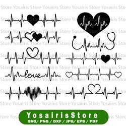 heartbeat valentine's svg. digital clipart in svg eps dxf png. instant download, commercial use. vector heart beat