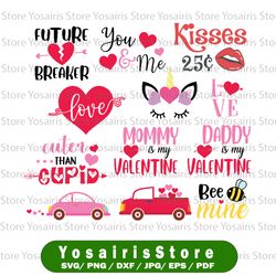 valentine's day svg bundle (12 designs) - svg dxf eps png - cutting file, cut file - commercial use, instant download