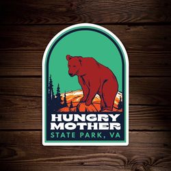 hungry mother state park sticker virginia retro bear