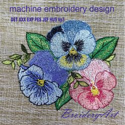 Viola tricolor machine embroidery design