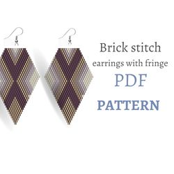 Earring pattern for beading - Brick stitch pattern for beaded earrings - Instant download. Bead weaving. Rhombus earring