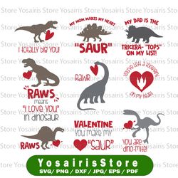 dinosaur valentine - valentines day svg and cut files for crafters, svg bundle