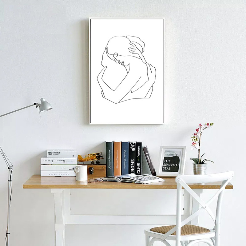 Three prints on the wall kiss, hug, gift for two 1