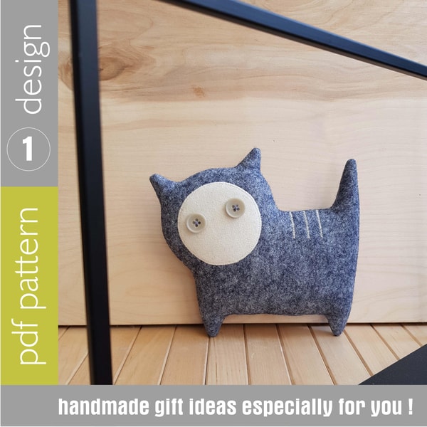 Felt Cat sewing pattern PDF tutorial in English - Inspire Uplift