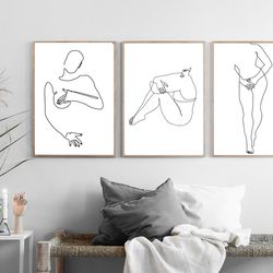 Female Line Drawing Women Poster Minimalist Art Print Set Of 3 Downloadable Prints Woman Line Art Bedroom Wall Art