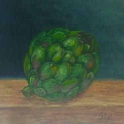 artichoke kitchen painting original art oil painting small art 6 by 8 inches