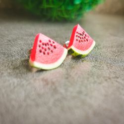 watermelon earrings are fruit weird, funny, funky, quirky cute stud jewelry