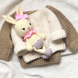 Set of 2 crochet patterns sweater for baby and bunny toy amigurumi rabbit animal stuff toy Crochet Plush easter Amigurum