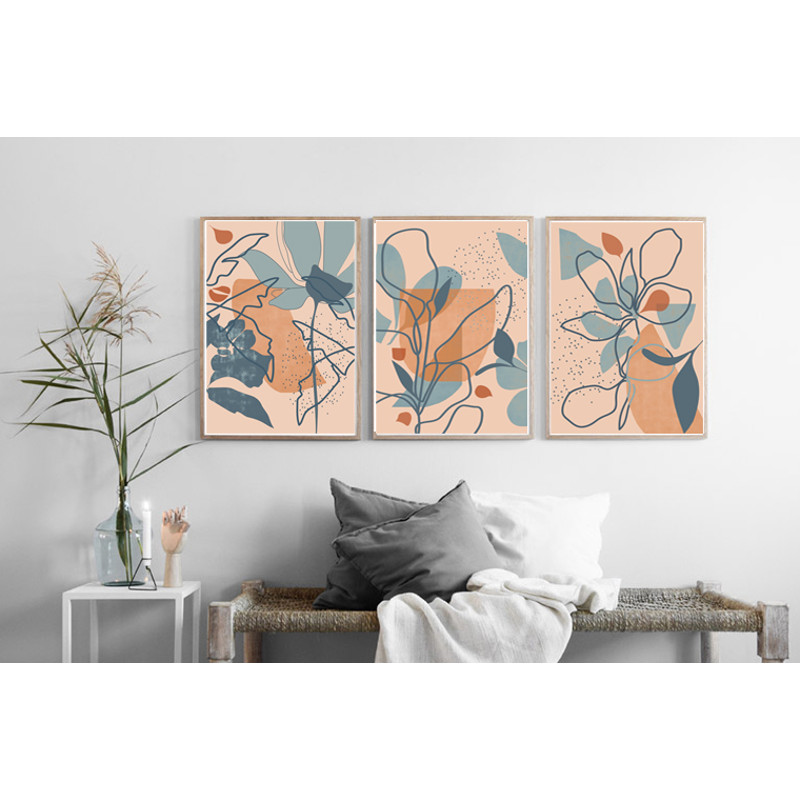 Three abstract prints in beige tones can be downloaded