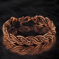 Unique handmade copper wire wrapped bracelet for woman, Wire woven Wire wrap art jewelry, Handmade, 7th Anniversary gift
