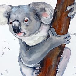 Koala watercolor, painting animals watercolor, koala animal art by Anne Gorywine