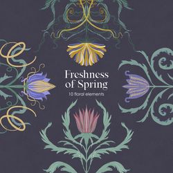 floral clipart, botanical illustrations