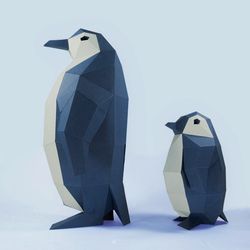 Penguin Paper Craft, Digital Template, Origami, PDF Download DIY, Low Poly, Trophy, Sculpture, 3D Model