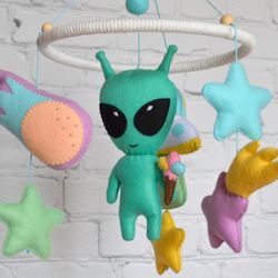 Space baby mobile, Alien nursery decor, UFO crib mobile, Baby shower gift, New mom gift, Expecting mom gift
