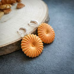 Round cookies earrings are cute, funny trendy kids girly jewelry