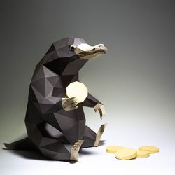 Niffler Paper Craft, Digital Template, Origami, PDF Download DIY, Low Poly, Trophy, Sculpture, Model