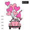 Valentine gnome in retro pink car with hearts.jpg