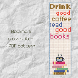 Bookmark cross stitch pattern / Funny cross stitch /Coffee xstitch sampler / Easy cross stitch /  PDF Pattern / PDF