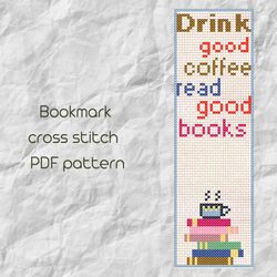 bookmark cross stitch pattern / funny cross stitch /coffee xstitch sampler / easy cross stitch / pdf pattern / pdf