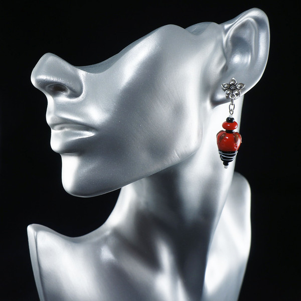 large-long-red-glass-statement-stud-and-dangle-earrings