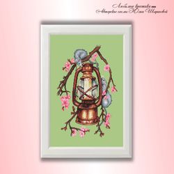 apricot lantern cross stitch pattern