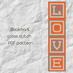 Bookmark cross stitch pattern / Valentine day cross stitch /Love xstitch sampler / Easy cross stitch / PDF Pattern / PDF