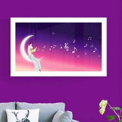 Pierrot sits on the moon and performs a love serenade - Fantasy Decor Art || Digital Print || Digital Download Wall Art