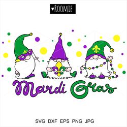 Mardi Gras Party Gnomes Svg, Fat Tuesday Svg, Mardi Gras Sublimation Shirt Design Svg Dxf Eps Png, Fleur de Lis Clipart
