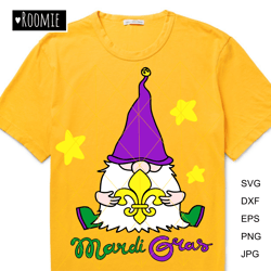 Mardi Gras Gnome Svg, Fat Tuesday Svg, mardi gras party sublimation design for Shirt Dxf Eps Png, Fleur de Lis Clipart