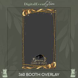 graduation 360 overlay photobooth class of 2023 videobooth 360 gold frame graduate slomo touchpix custom template grad