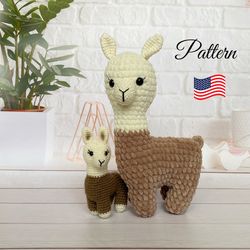 LLama and baby llama crochet patterns, Crochet animals amigurumi pattern, Digital download PDF,