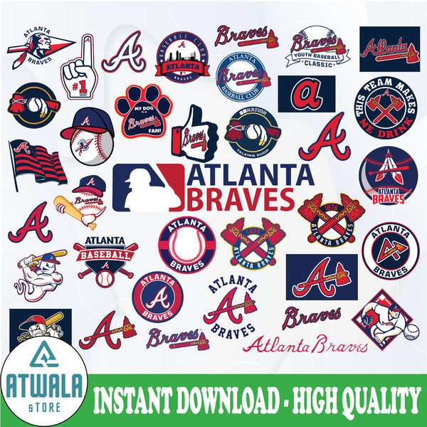 Atlanta Braves Svg, Baseball Clipart, MLB svg, Clipart, Inst