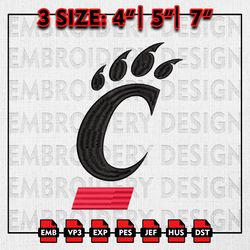 Cincinnati Bearcats Embroidery file, NCAAF teams Embroidery Designs, Cincinnati College Football, Machine Embroidery