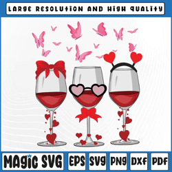 Three Glasses Wine Heart PNG, Funny Couple Valentines Day Png, Valentine Day, Digital Download