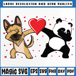 dabbing dog panda heart funny valentines day valentine day svg, valentine day, digital download