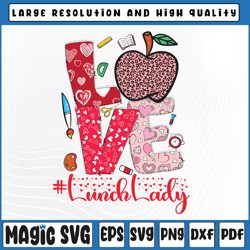 love lunch lady heart valentine's day cafeteria worker png, lunch lady life, valentine day, digital download