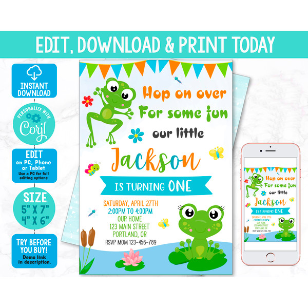Green-frog-birthday-invitation-for-boy-first-birthday-party.jpg