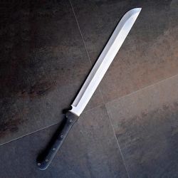 handmade d2 steel tactical warrior combat fighter sword, micarta handle along leather sheath