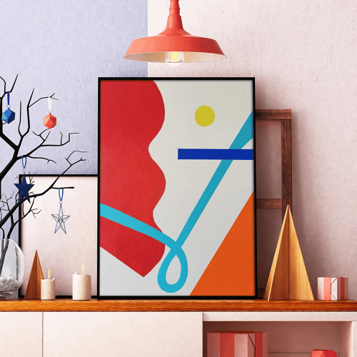 "New wave" original painting on canvas, abstract art, geometric