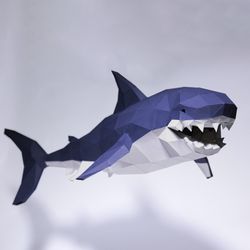 Shark Paper Craft, Digital Template, Origami, PDF Download DIY, Low Poly, Trophy, Sculpture, 3D Model
