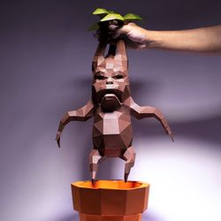Mandrake Paper Craft, Digital Template, Origami, PDF Download DIY, Low Poly, Trophy, Sculpture, Mandrake Model
