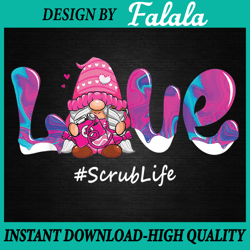 funny valentines day gnome love scrub life nurse stethoscope png, valentine png, digital download