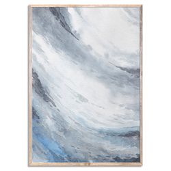 sea wave painting abstract watercolor art print neutral coastal wall art blue and gray wall art abstract wall decor
