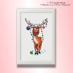 christmas reindeer cross stitch pattern
