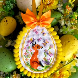 fox easter egg ornament cross stitch pattern pdf by crossstitchingforfun instant download, easter egg collection
