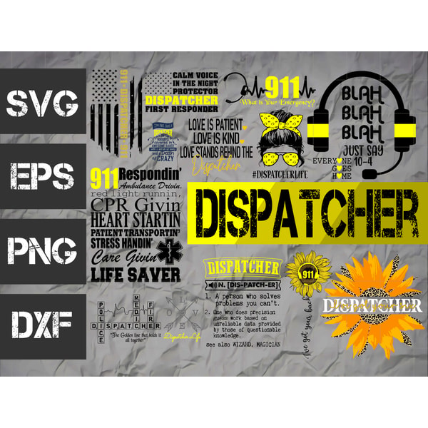 Dispatcher SVG bundle , 911 svg dxf eps png , distressed fla | Inspire ...
