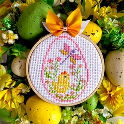 CHICKEN AND DRAGONFLY EASTER EGG Ornament cross stitch pattern PDF by CrossStitchingForFun Instant Download, COLLECTION